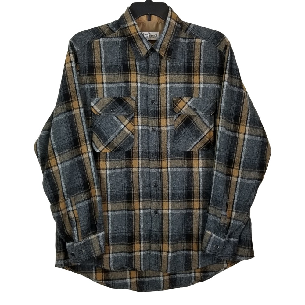 VTG‎  Sears Roebuck Wool Blend Plaid Flannel Shirt XL Tall Support Local Farmer
